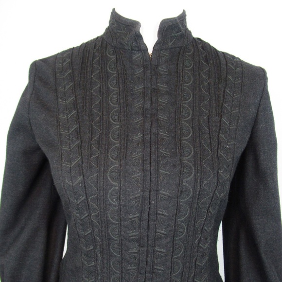 ELIE TAHARI Vintage Black Wool Victorian Style Embroidered Jacket Women’s Size 8 - Picture 3 of 12